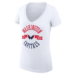 Washington Capitals G-III 4Her by Carl Banks Women's Super-Slim Fit Lightweight City Graphic V-Neck T-Shirt - White | US 200593427