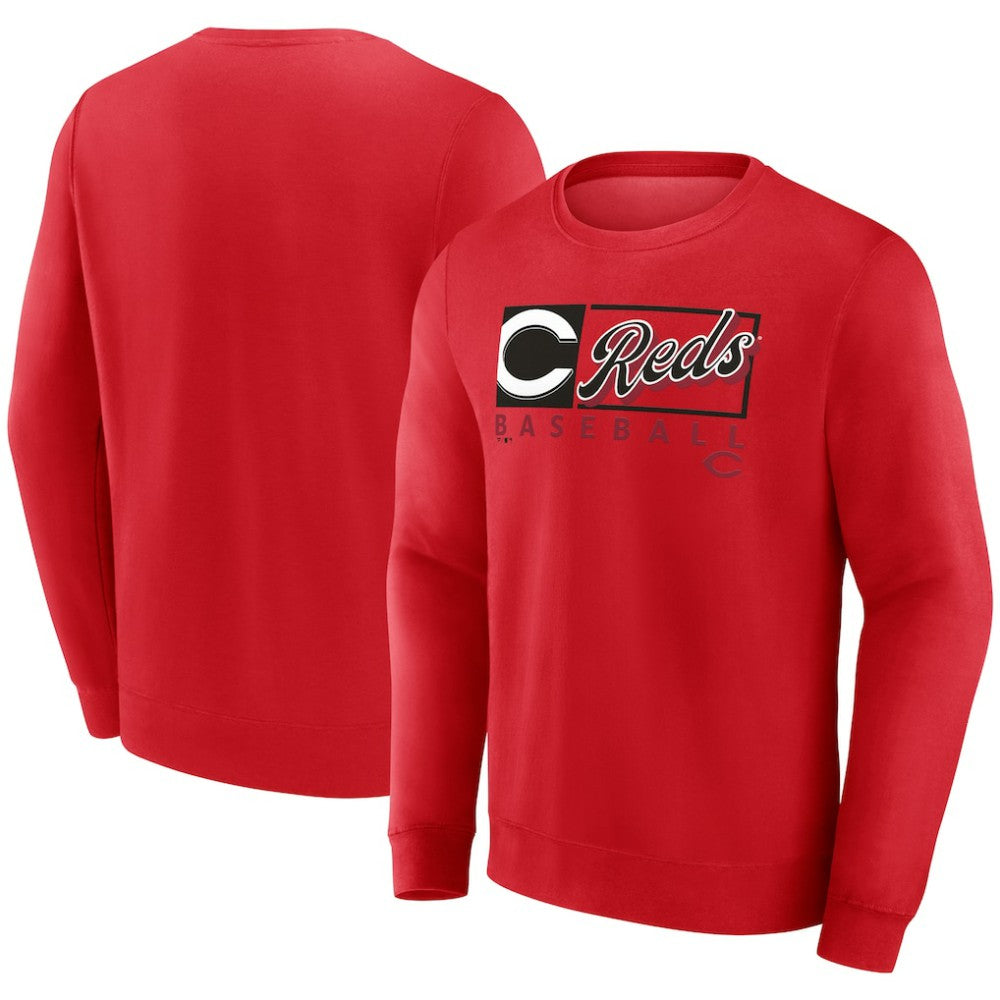 Cincinnati Reds Fanatics Focus Fleece Pullover Sweatshirt - Red Pullover