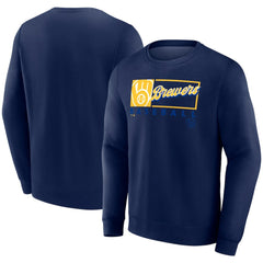 Milwaukee Brewers Fanatics Focus Fleece Pullover Sweatshirt - Navy Pullover