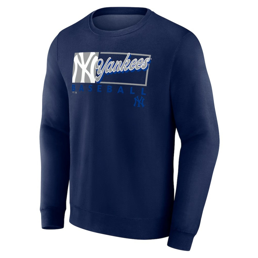 New York Yankees Fanatics Focus Fleece Pullover Sweatshirt - Navy Pullover