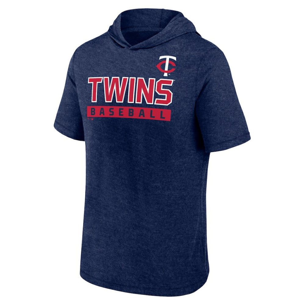 Minnesota Twins Fanatics Push Short Sleeve Pullover Hoodie - Heather Navy Hoodies