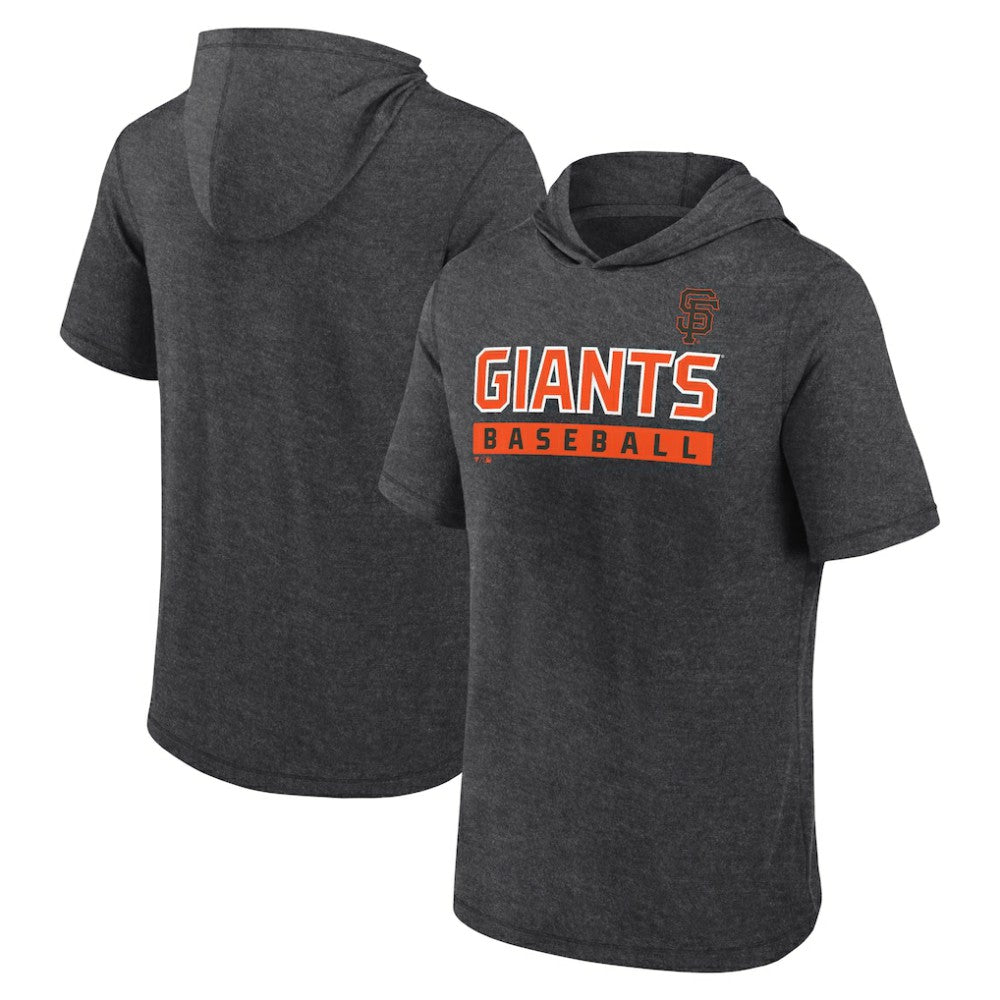 San Francisco Giants Fanatics Push Short Sleeve Pullover Hoodie - Heather Charcoal Hoodies