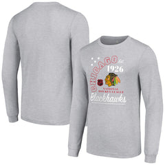 Chicago Blackhawks Starter Arch City Theme Graphic Long Sleeve T-Shirt - Heather Gray | US 200594648