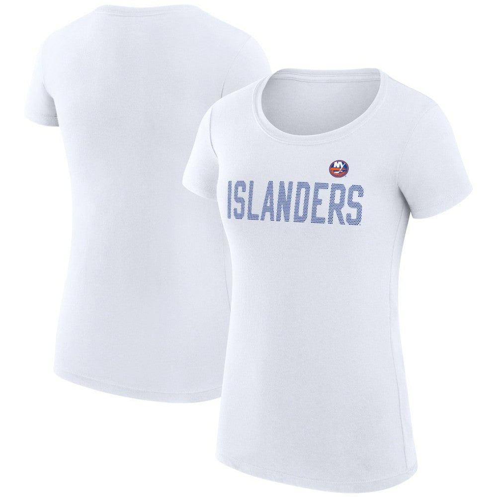 New York Islanders G-III 4Her by Carl Banks Women's Super-Slim Fit Lightweight Dot Print Team T-Shirt - White | US 200595248