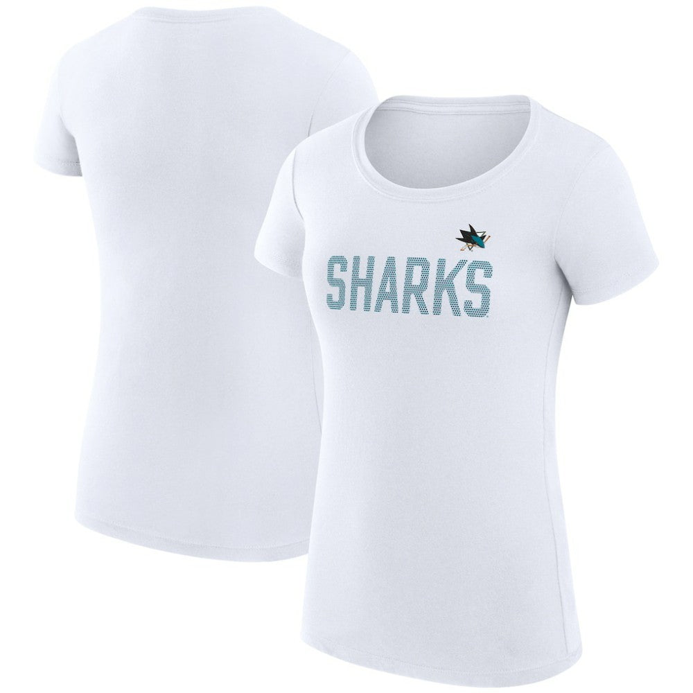 San Jose Sharks G-III 4Her by Carl Banks Women's Super-Slim Fit Lightweight Dot Print Team T-Shirt - White | US 200595254