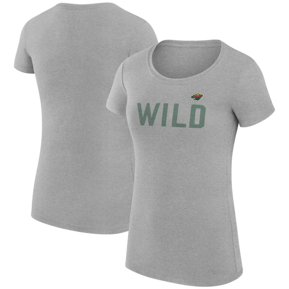 Minnesota Wild G-III 4Her by Carl Banks Women's Super-Slim Fit Lightweight Dot Print Team T-Shirt - Heather Gray | US 200595276