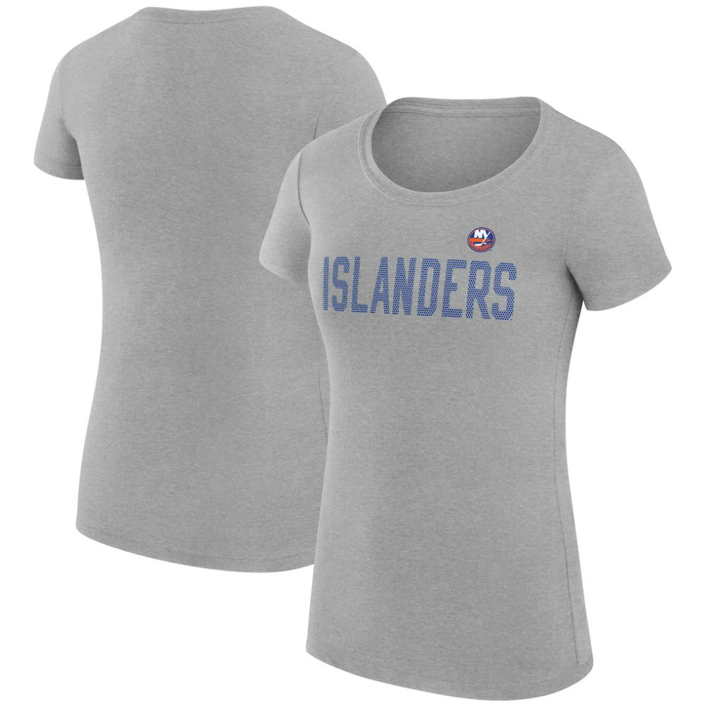 New York Islanders G-III 4Her by Carl Banks Women's Super-Slim Fit Lightweight Dot Print Team T-Shirt - Heather Gray | US 200595280