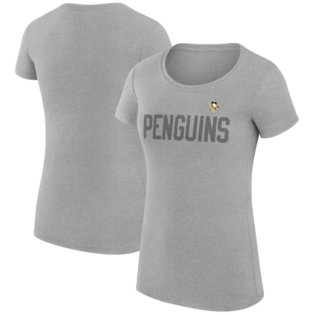 Pittsburgh Penguins G-III 4Her by Carl Banks Women's Super-Slim Fit Lightweight Dot Print Team T-Shirt - Heather Gray | US 200595285