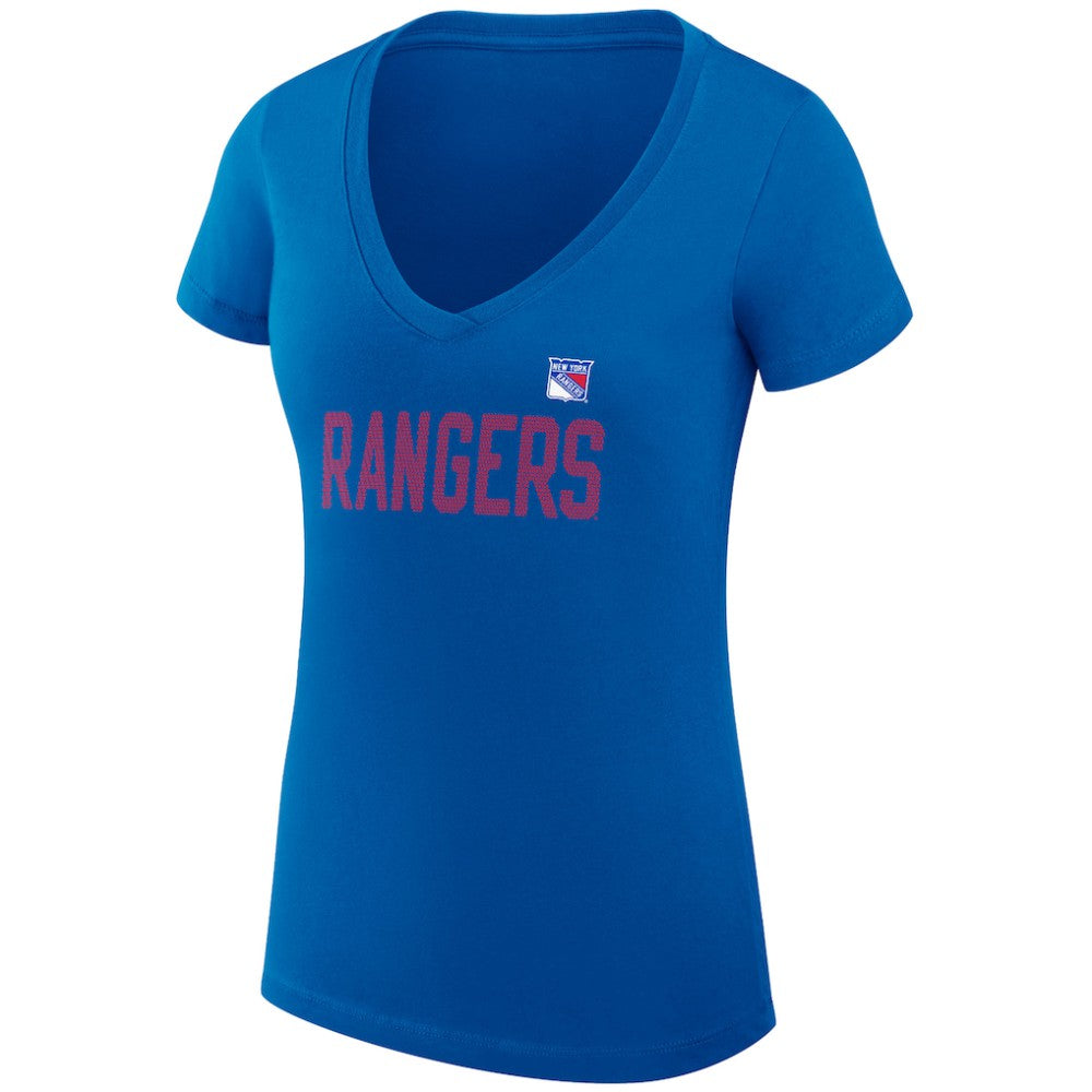 New York Rangers G-III 4Her by Carl Banks Women's Super-Slim Fit Lightweight Dot Print Team V-Neck T-Shirt - Blue | US 200595298