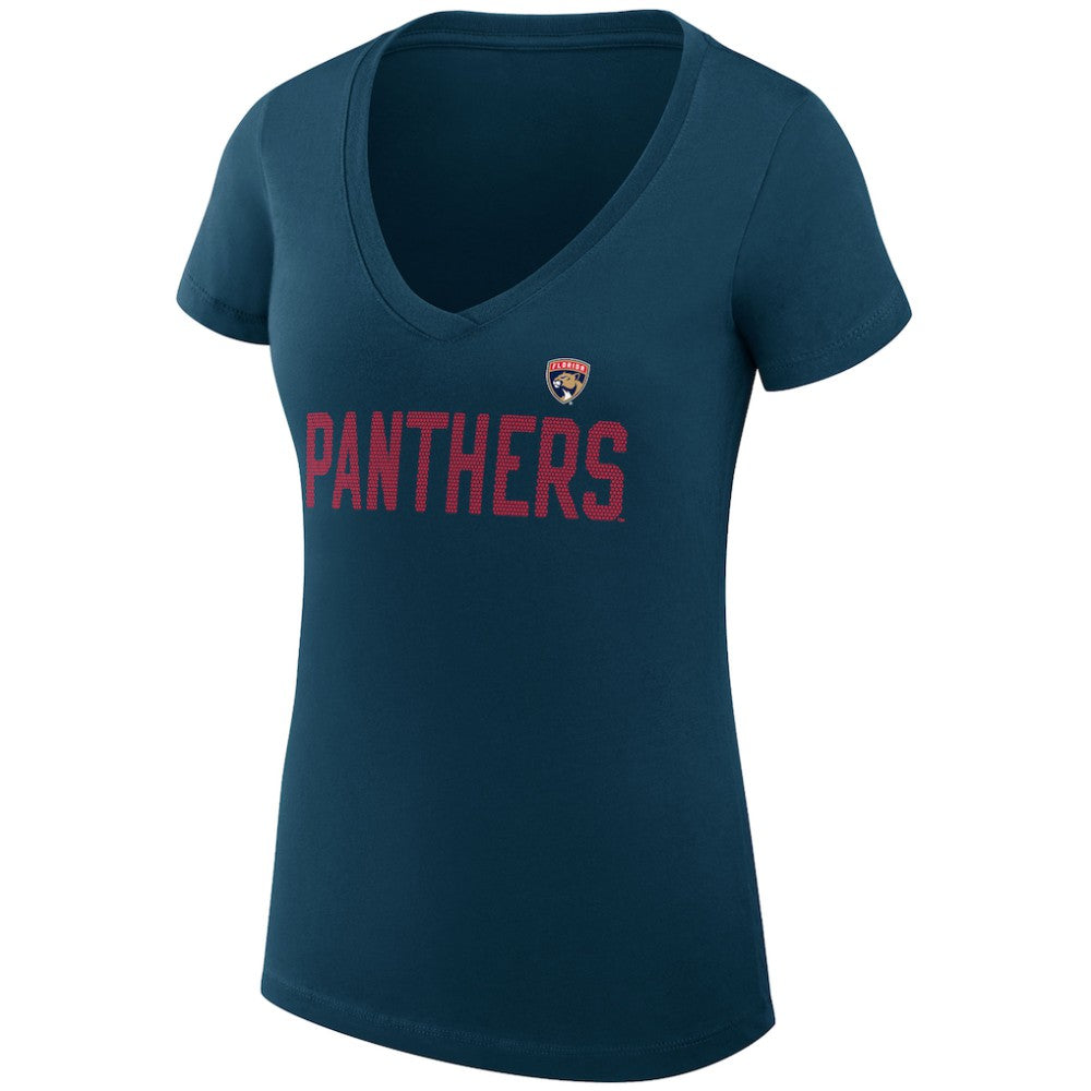 Florida Panthers G-III 4Her by Carl Banks Women's Super-Slim Fit Lightweight Dot Print Team V-Neck T-Shirt - Navy | US 200595303