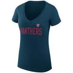 Florida Panthers G-III 4Her by Carl Banks Women's Super-Slim Fit Lightweight Dot Print Team V-Neck T-Shirt - Navy | US 200595303