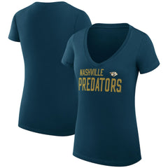 Nashville Predators G-III 4Her by Carl Banks Women's Super-Slim Fit Lightweight Dot Print Team V-Neck T-Shirt - Navy | US 200595305