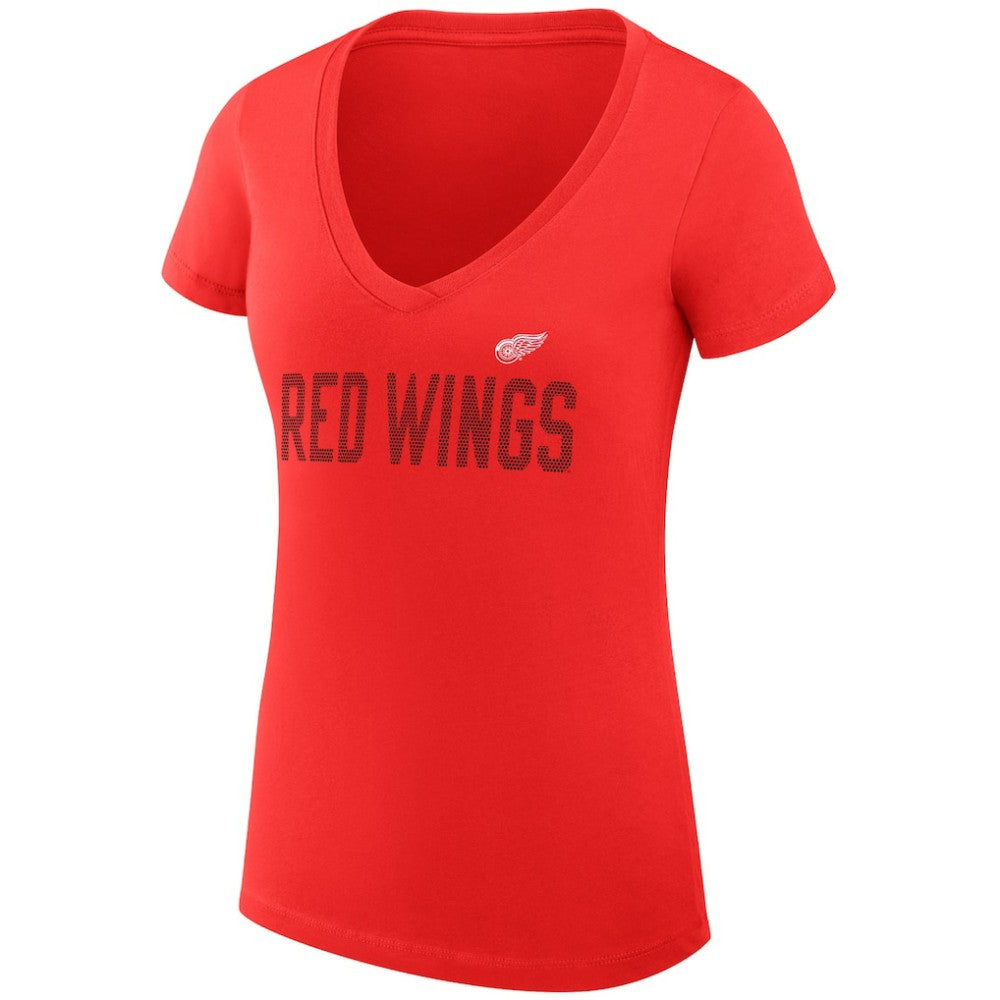Detroit Red Wings G-III 4Her by Carl Banks Women's Super-Slim Fit Lightweight Dot Print Team V-Neck T-Shirt - Red | US 200595315