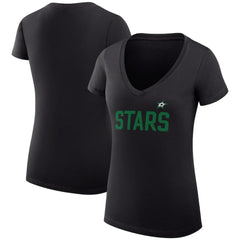 Dallas Stars G-III 4Her by Carl Banks Women's Super-Slim Fit Lightweight Dot Print Team V-Neck T-Shirt - Black | US 200595327