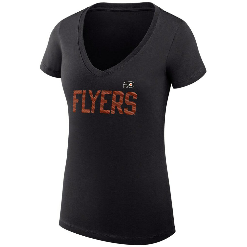 Philadelphia Flyers G-III 4Her by Carl Banks Women's Super-Slim Fit Lightweight Dot Print Team V-Neck T-Shirt - Black | US 200595333