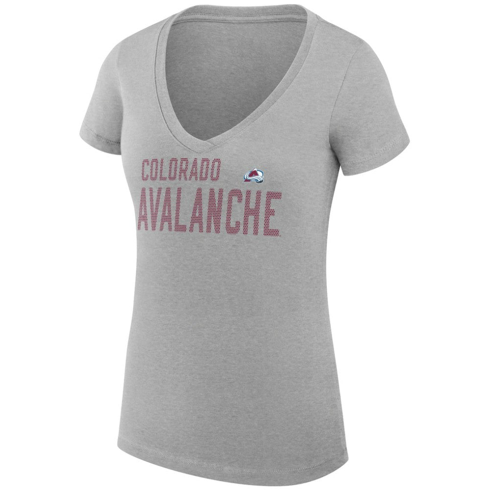 Colorado Avalanche G-III 4Her by Carl Banks Women's Super-Slim Fit Lightweight Dot Print Team V-Neck T-Shirt - Heather Gray | US 200595345