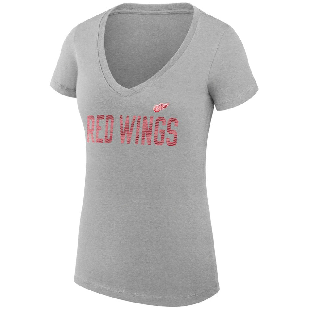 Detroit Red Wings G-III 4Her by Carl Banks Women's Super-Slim Fit Lightweight Dot Print Team V-Neck T-Shirt - Heather Gray | US 200595348