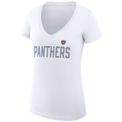 Florida Panthers G-III 4Her by Carl Banks Women's Super-Slim Fit Lightweight Dot Print Team V-Neck T-Shirt - White | US 200595382