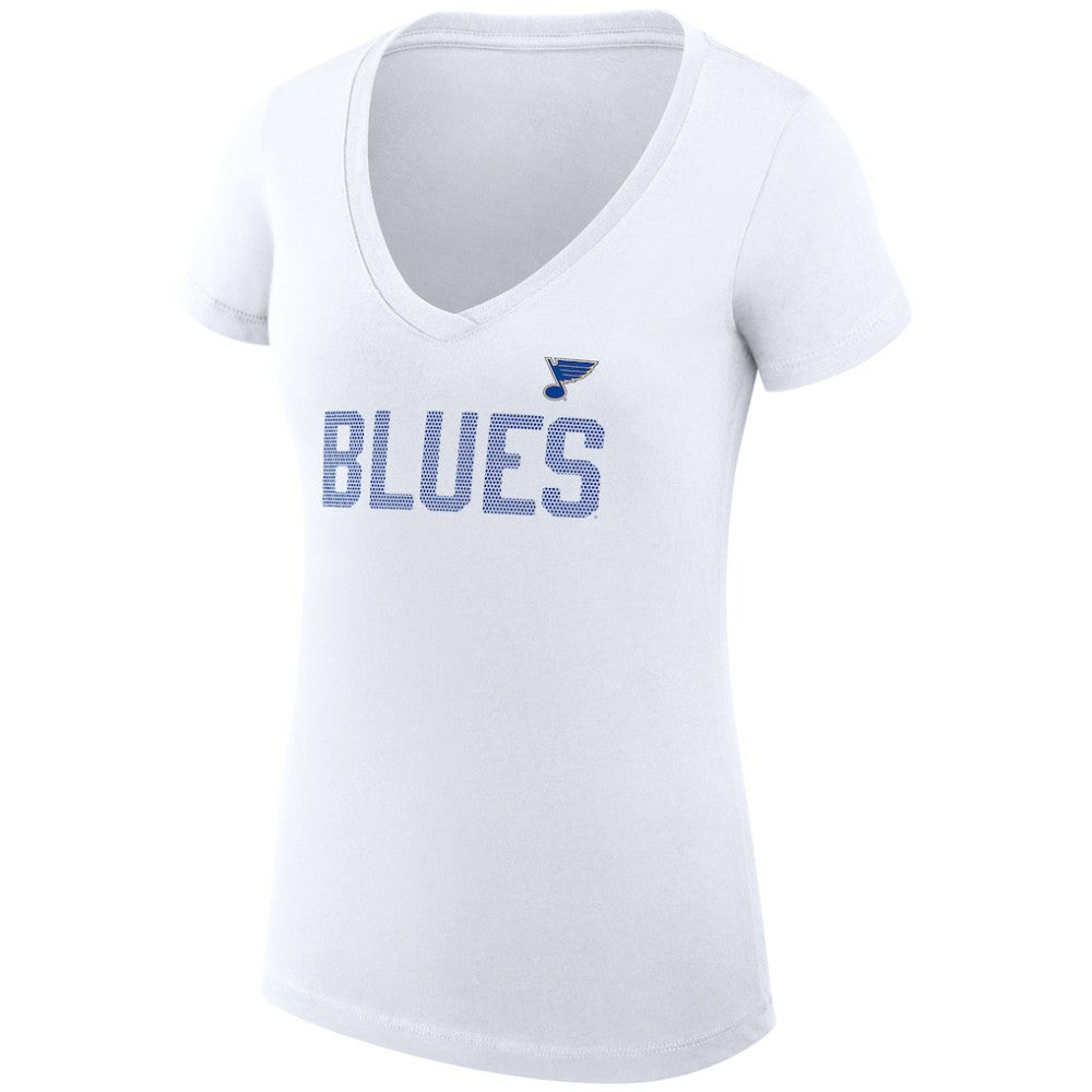 St. Louis Blues G-III 4Her by Carl Banks Women's Super-Slim Fit Lightweight Dot Print Team V-Neck T-Shirt - White | US 200595396