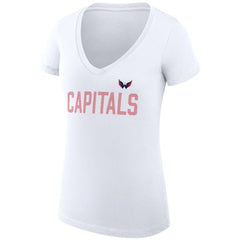 Washington Capitals G-III 4Her by Carl Banks Women's Super-Slim Fit Lightweight Dot Print Team V-Neck T-Shirt - White | US 200595401