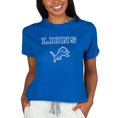 Detroit Lions Concepts Sport Women's Tri-Blend Mainstream Terry Short Sleeve Sweatshirt Top - Blue Tops