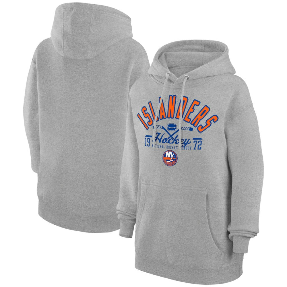 New York Islanders Starter Puck Pullover Hoodie - Heather Gray | US 200595960