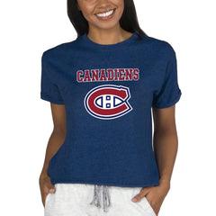 Montreal Canadiens Concepts Sport Women's Tri-Blend Mainstream Terry Short Sleeve Sweatshirt Top - Navy | US 200596338