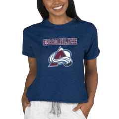 Colorado Avalanche Concepts Sport Women's Tri-Blend Mainstream Terry Short Sleeve Sweatshirt Top - Navy | US 200596343