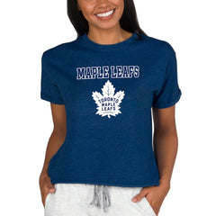 Toronto Maple Leafs Concepts Sport Women's Tri-Blend Mainstream Terry Short Sleeve Sweatshirt Top - Navy | US 200596345