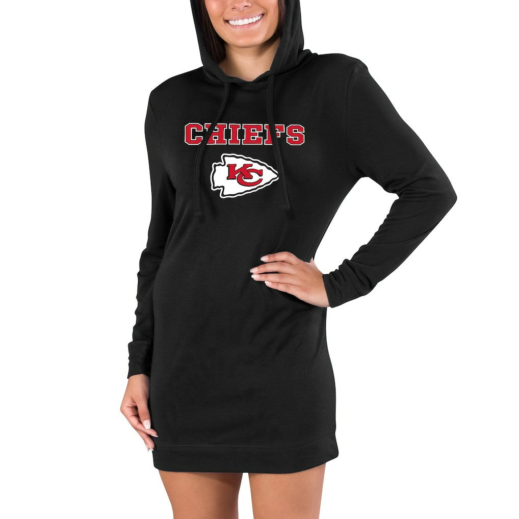Kansas City Chiefs Concepts Sport Women's Gather Long Sleeve Hoodie Nightshirt - Black Hoodies