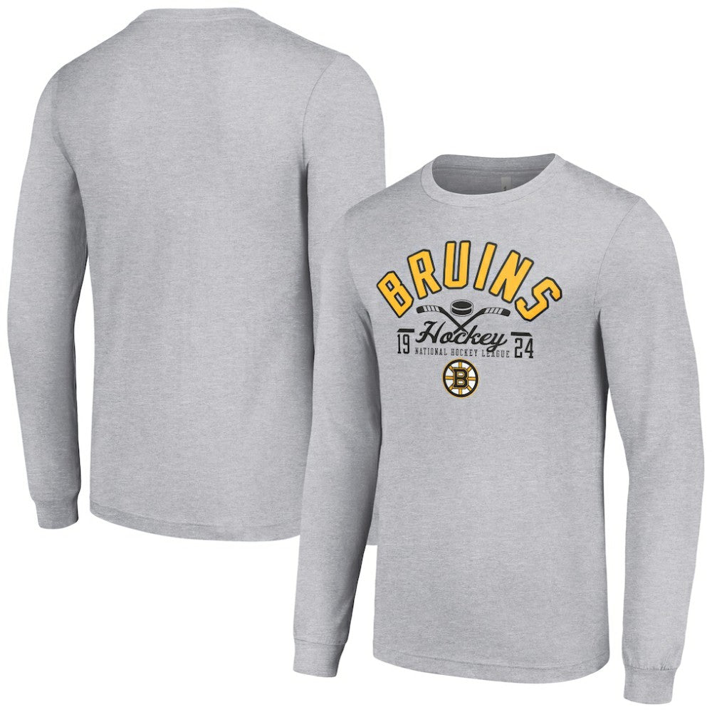 Boston Bruins Starter Puck Long Sleeve T-Shirt - Heather Gray | US 200597918