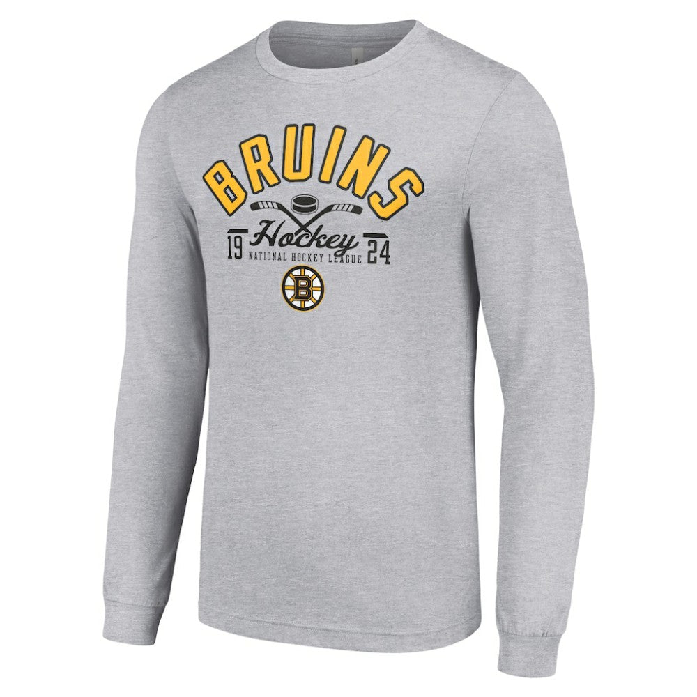 Boston Bruins Starter Puck Long Sleeve T-Shirt - Heather Gray | US 200597918