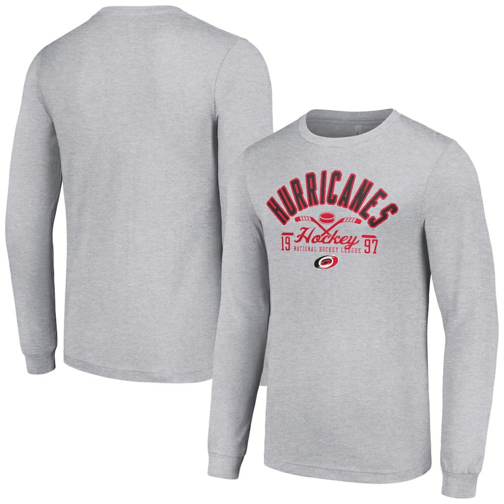 Carolina Hurricanes Starter Puck Long Sleeve T-Shirt - Heather Gray | US 200597922