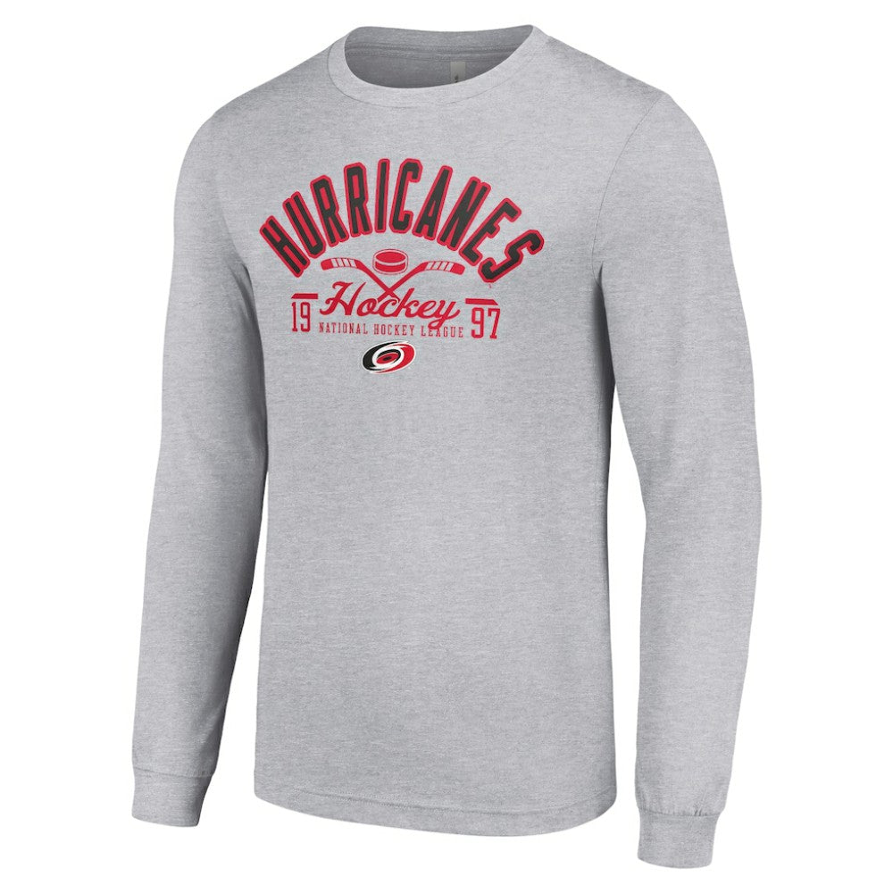 Carolina Hurricanes Starter Puck Long Sleeve T-Shirt - Heather Gray | US 200597922