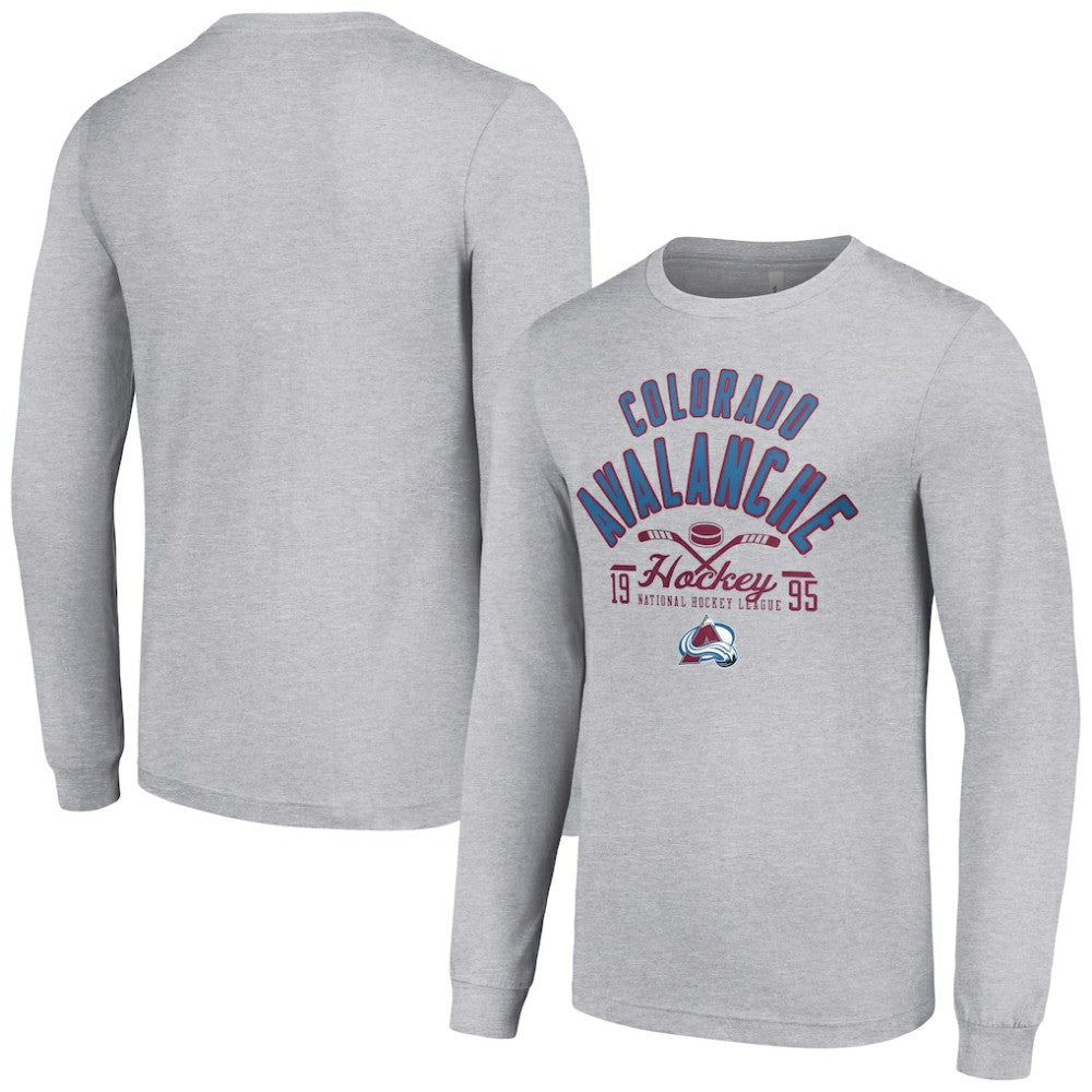 Colorado Avalanche Starter Puck Long Sleeve T-Shirt - Heather Gray | US 200597925