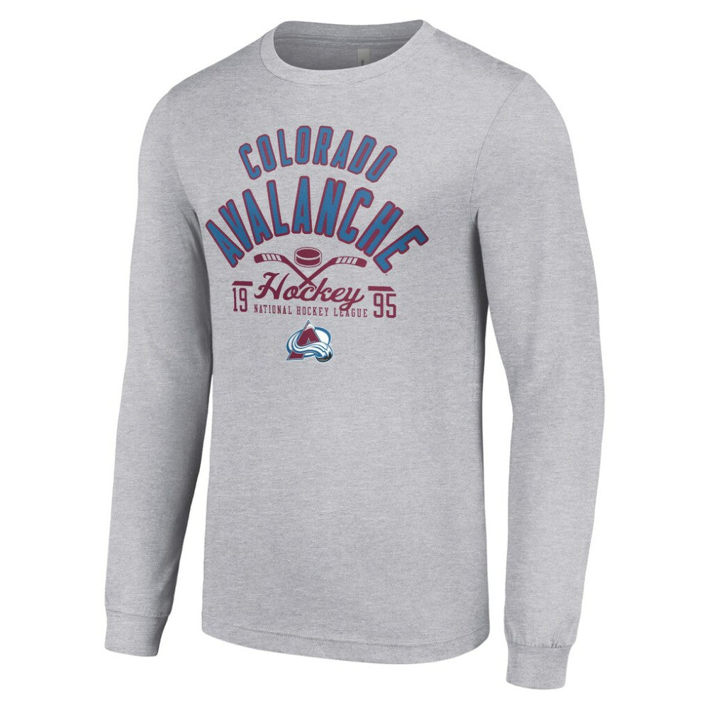 Colorado Avalanche Starter Puck Long Sleeve T-Shirt - Heather Gray | US 200597925