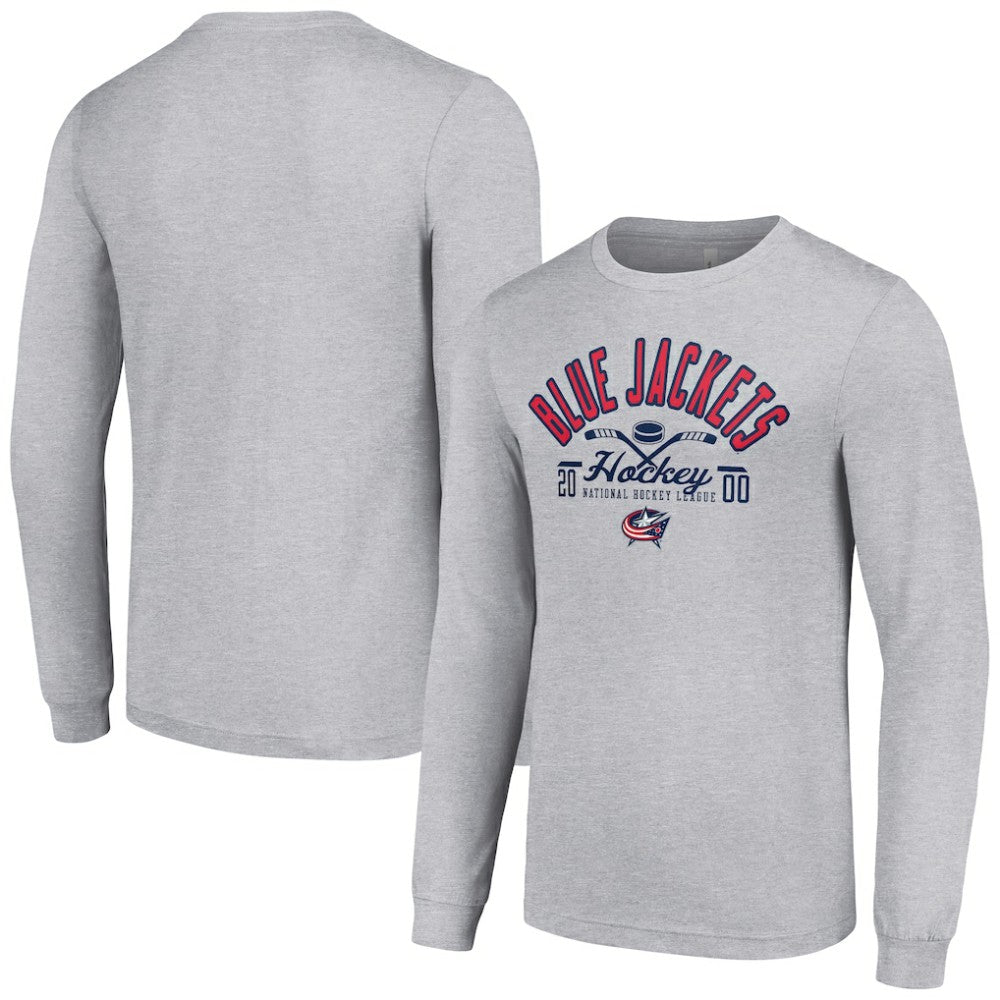 Columbus Blue Jackets Starter Puck Long Sleeve T-Shirt - Heather Gray | US 200597927