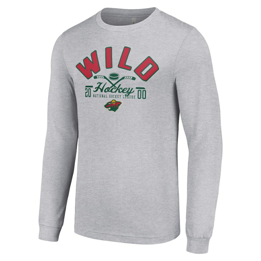 Minnesota Wild Starter Puck Long Sleeve T-Shirt - Heather Gray | US 200597938