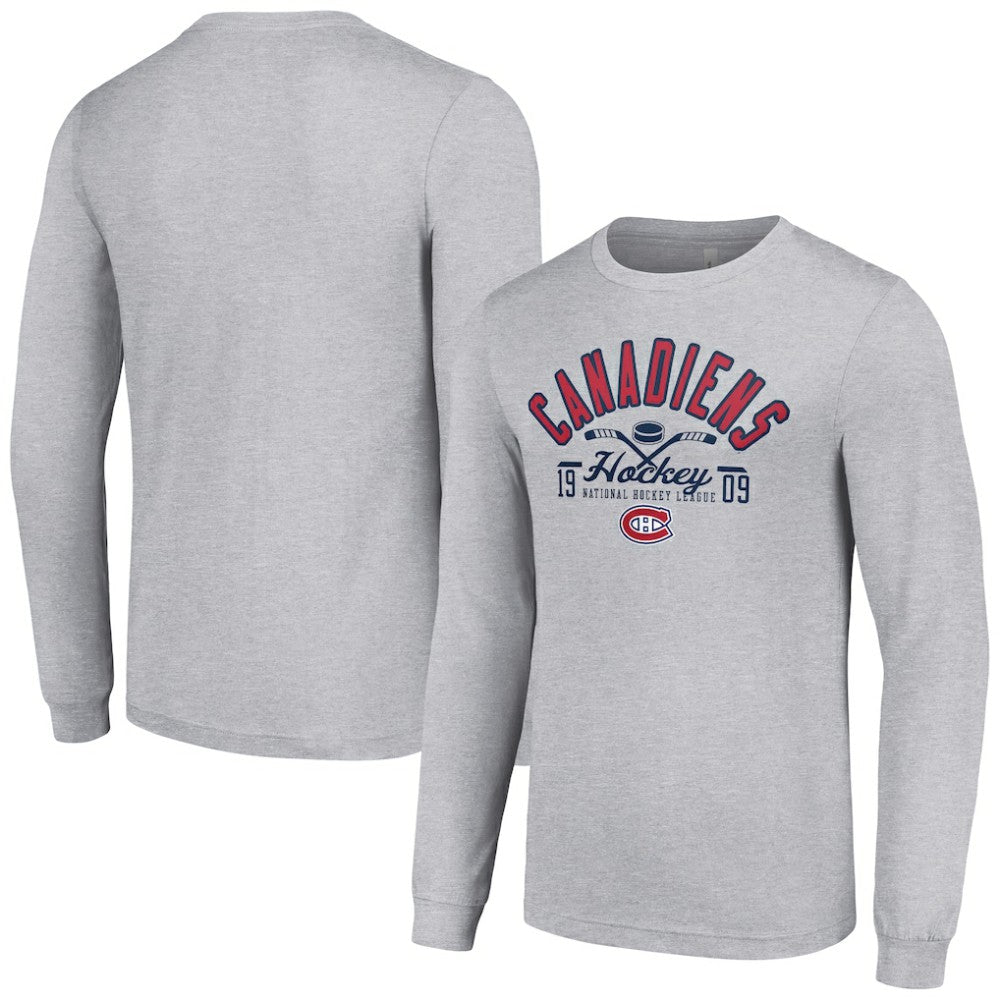 Montreal Canadiens Starter Puck Long Sleeve T-Shirt - Heather Gray | US 200597940