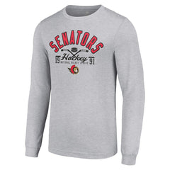 Ottawa Senators Starter Puck Long Sleeve T-Shirt - Heather Gray | US 200597950