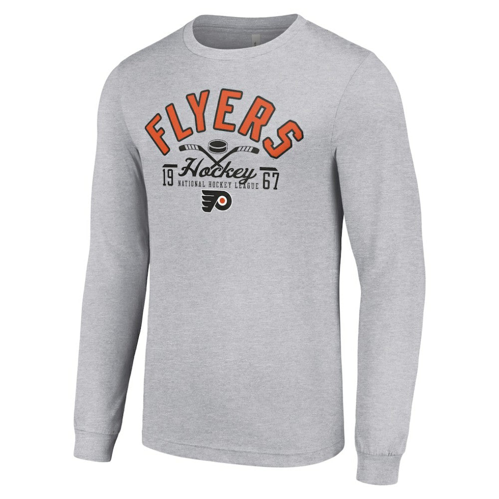 Philadelphia Flyers Starter Puck Long Sleeve T-Shirt - Heather Gray | US 200597952