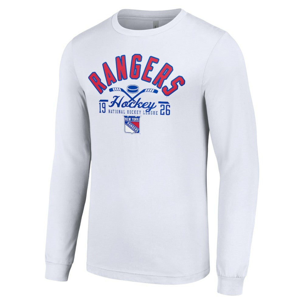 New York Rangers Starter Puck Long Sleeve T-Shirt - White | US 200597957