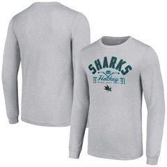 San Jose Sharks Starter Puck Long Sleeve T-Shirt - Heather Gray | US 200597958