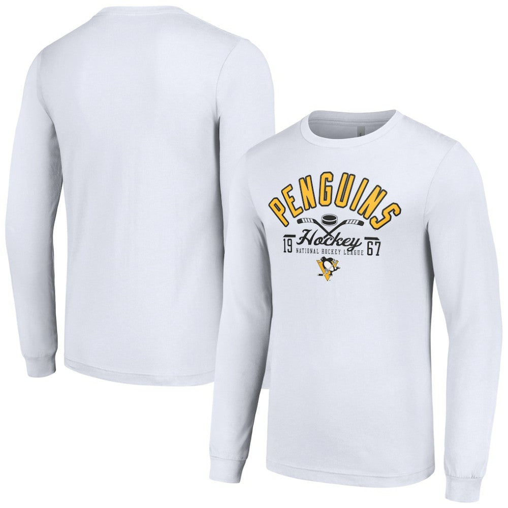 Pittsburgh Penguins Starter Puck Long Sleeve T-Shirt - White | US 200597965