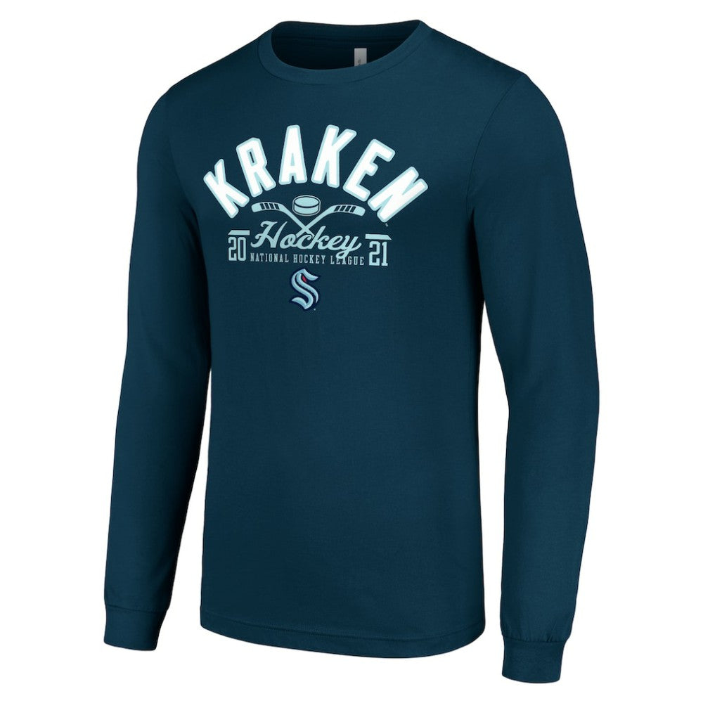Seattle Kraken Starter Puck Long Sleeve T-Shirt - Deep Sea Blue | US 200597984