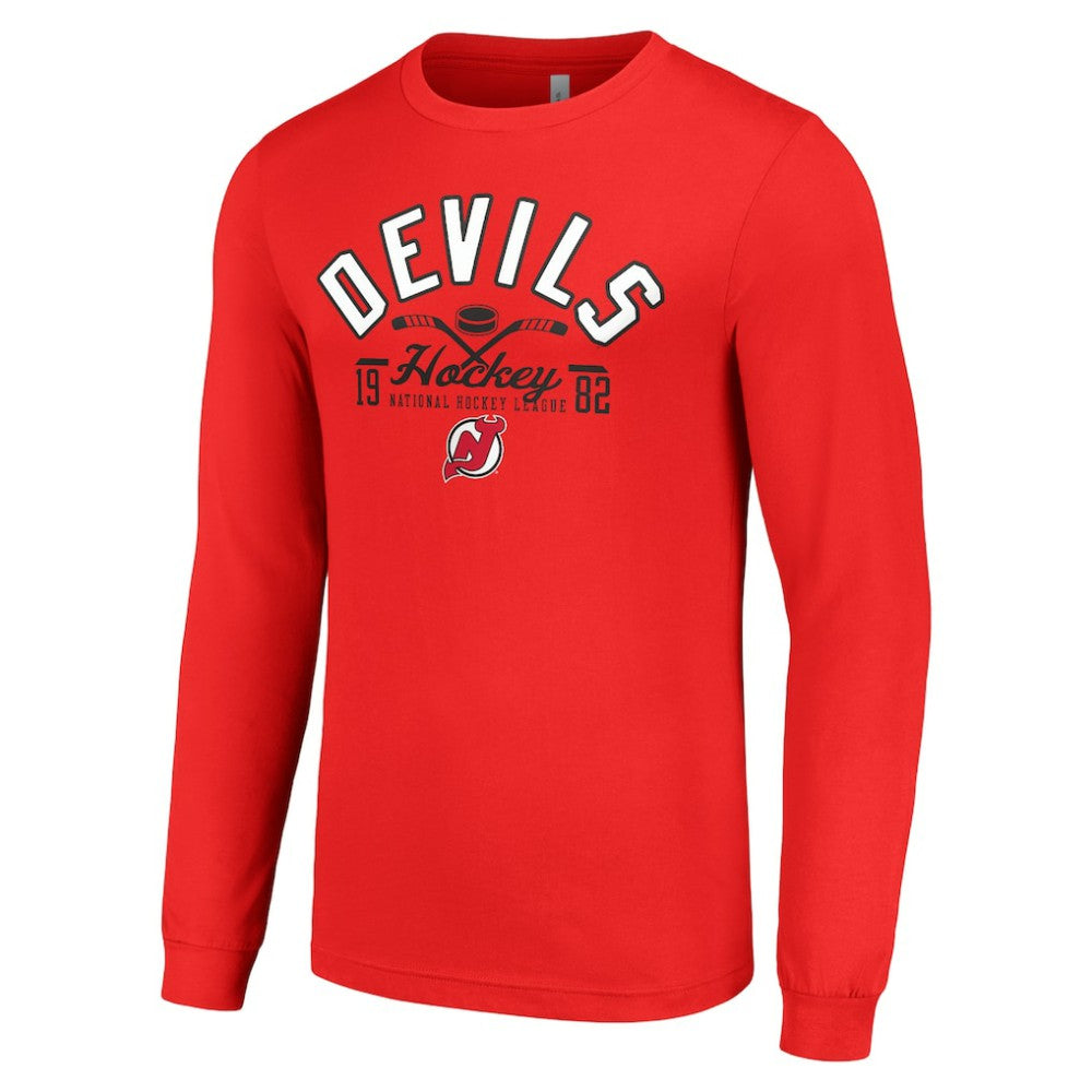 New Jersey Devils Starter Puck Long Sleeve T-Shirt - Red | US 200597996