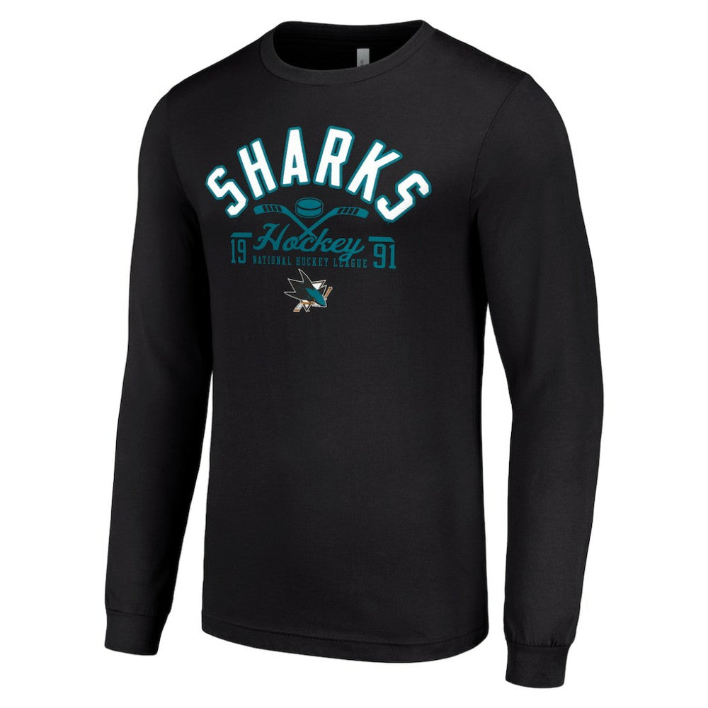 San Jose Sharks Starter Puck Long Sleeve T-Shirt - Black | US 200598014