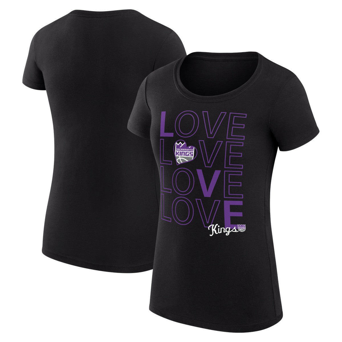 Sacramento Kings G-III 4Her by Carl Banks Women's Super-Slim Fit Lightweight Basketball Love T-Shirt Black