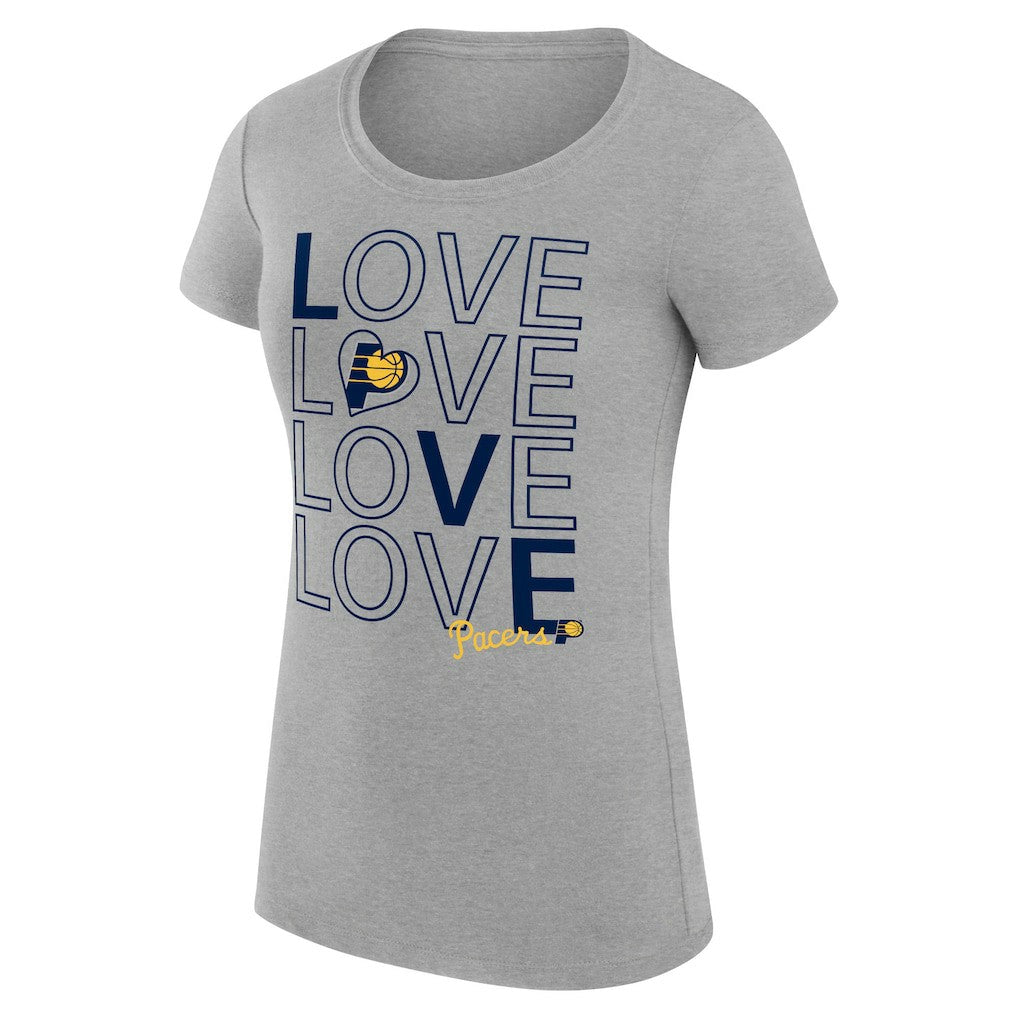 Indiana Pacers G-III 4Her by Carl Banks Women's Super-Slim Fit Lightweight Basketball Love T-Shirt Heather Gray