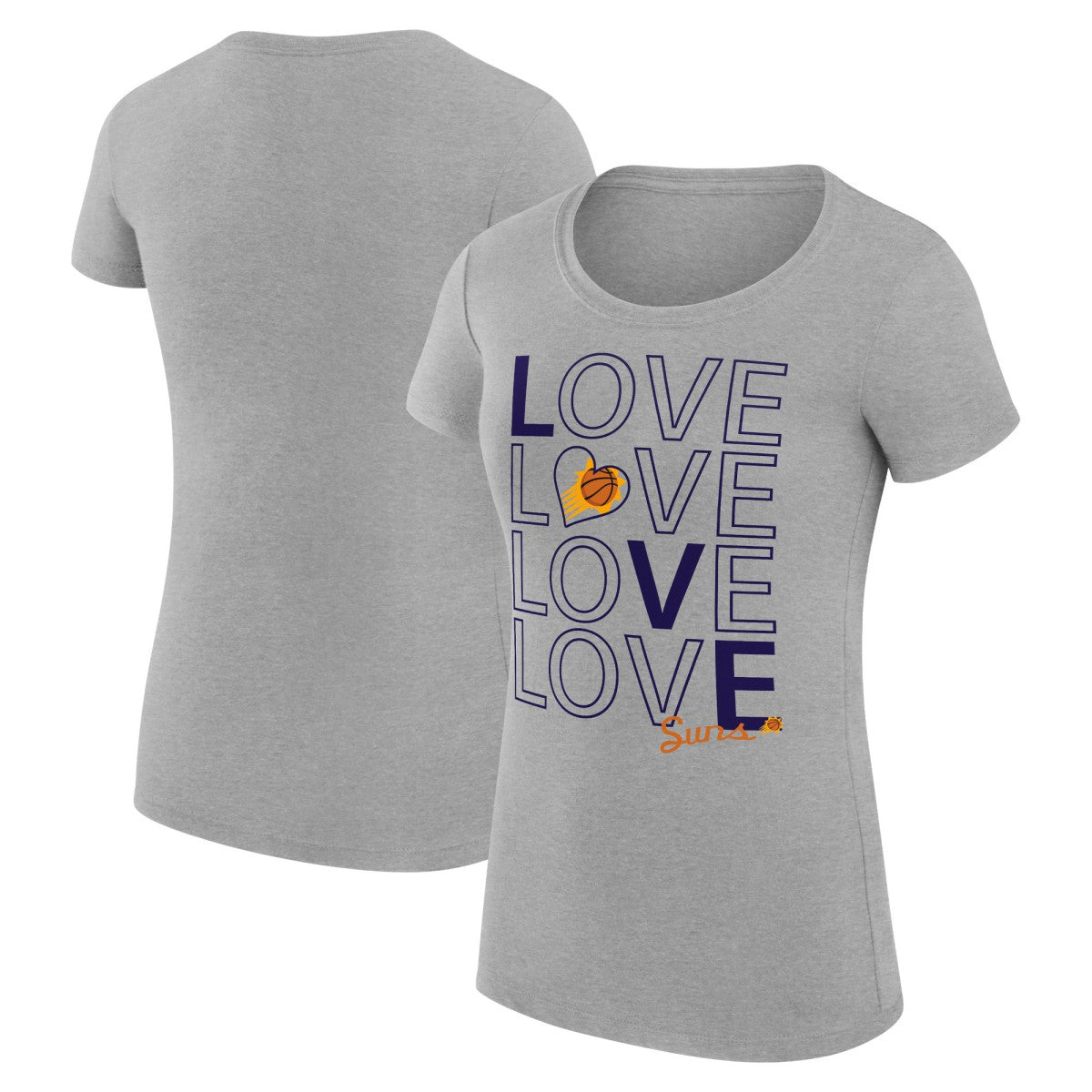 Phoenix Suns G-III 4Her by Carl Banks Women's Super-Slim Fit Lightweight Basketball Love T-Shirt Heather Gray